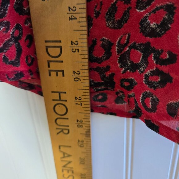 Leopard Print Red Sheer Blouse Size M Whimsigoth Y2K Slinky Boho Gypsy New - Picture 9 of 9
